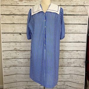 Vintage 80s Gayle Evans Striped dress with Sailor Collar